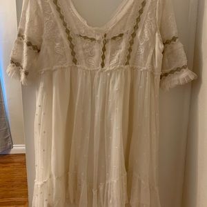 embroidered free people dress vintage inspired